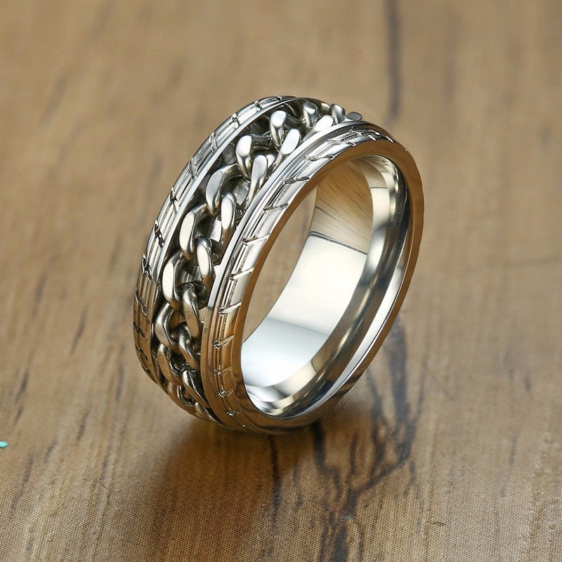 Fidget Ring with chain design center Boujee Stones