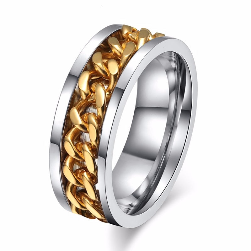 Fidget Ring with chain design center Boujee Stones