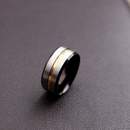 titanium ring with golden groove Boujee Stones